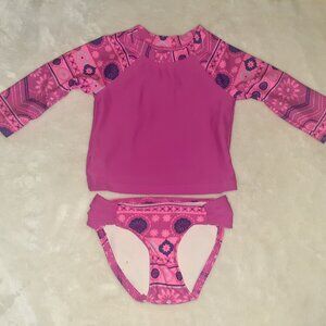 CIRCO 2 PC SWIMSUIT RASH GUARD BATHINGSUIT LONG SLEEVE-INFANT BABY GIRLS SIZE 9M